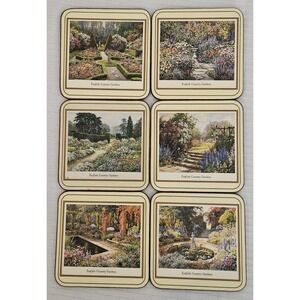Vintage National Trust De Luxe Coasters by Pimpernel Set of‎ Six Cottage Garden
